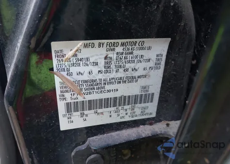 2012 Ford F-250 Lariat from USA, damaged, VIN 1FT7W2BT1CEC30119